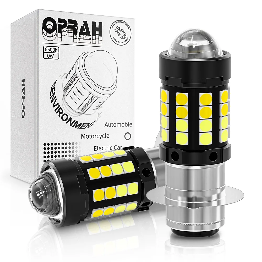 LED Motorcycle Headlight P15D Motorbike Lamp High Low Beam Dual Color White Amber Motobike Scooter Running Light Fog Lamp 12V