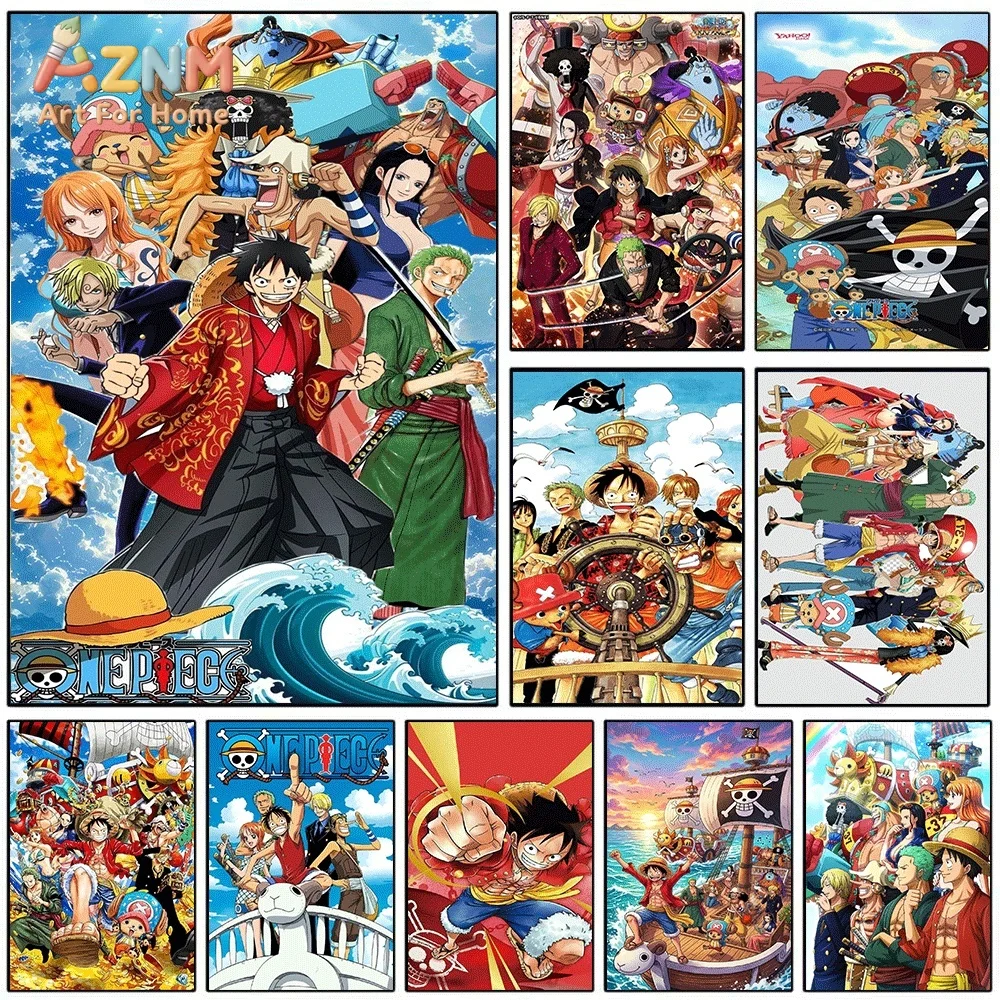 One Piece Anime Canvas Wall Art No Frame Straw Hat Pirates Luffy Zoro Nami Sanji Chopper Manga Print Painting Bedroom Living R