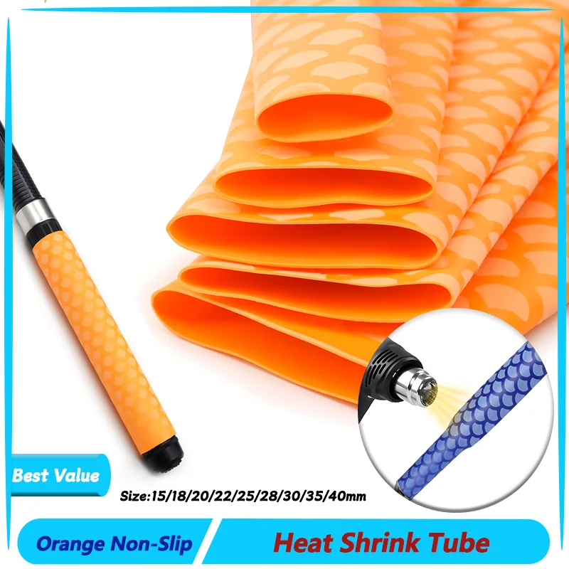 

1M Orange Non-Slip Heat Shrink Tube 15/18/20/22/25/28/30/35/40mm Bicycle Handle Anti Skid Fishing Rod Wrap Waterproof Protector