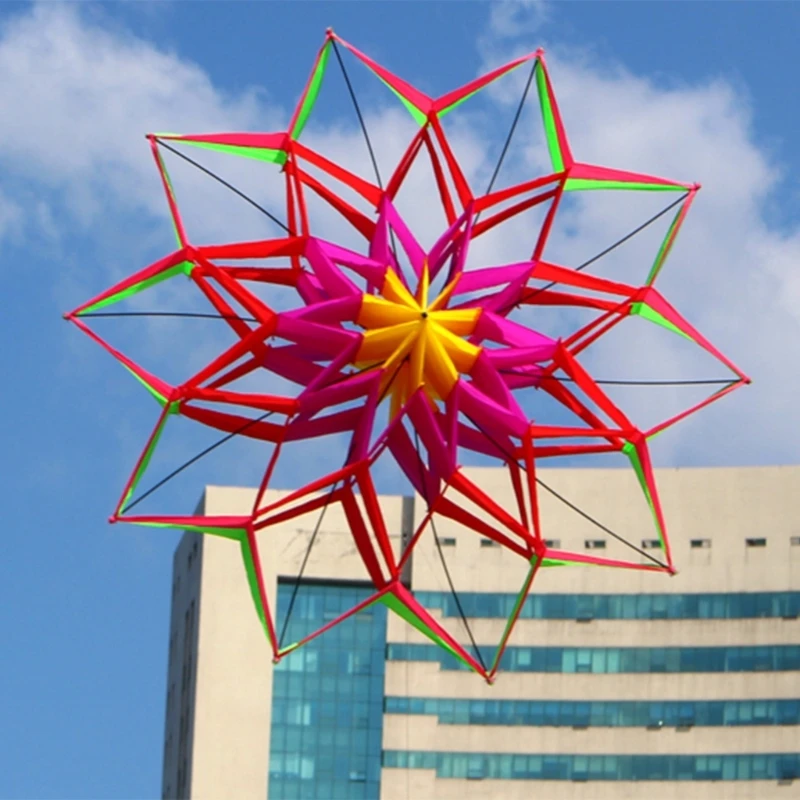 Premium Checkered Fabric 3D Flower Kites Handmade For Boys Outdoor Play Stable Flight In Strong Winds 15UB