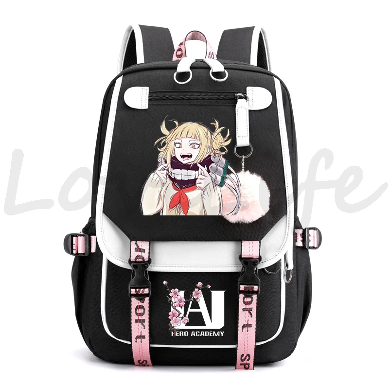 Mochila de Anime My Hero Academia Toga Himiko, mochilas escolares Kawaii para niñas, mochila grande Usb de dibujos animados de Manga, mochilas de viaje para adolescentes