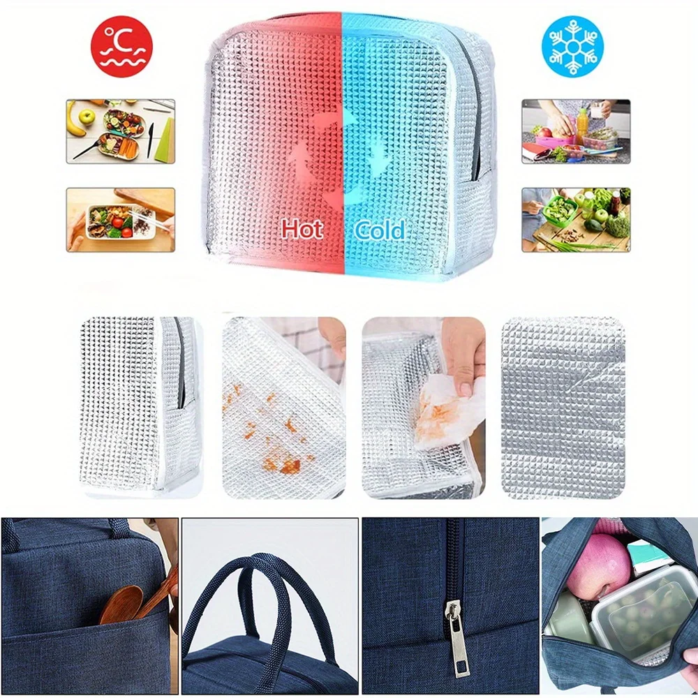 Customized Insulated Lunch Bag Aluminum Foil Bento Bag Women's Handbag Personalized Letter Pattern Insulated Lunch Box Portable