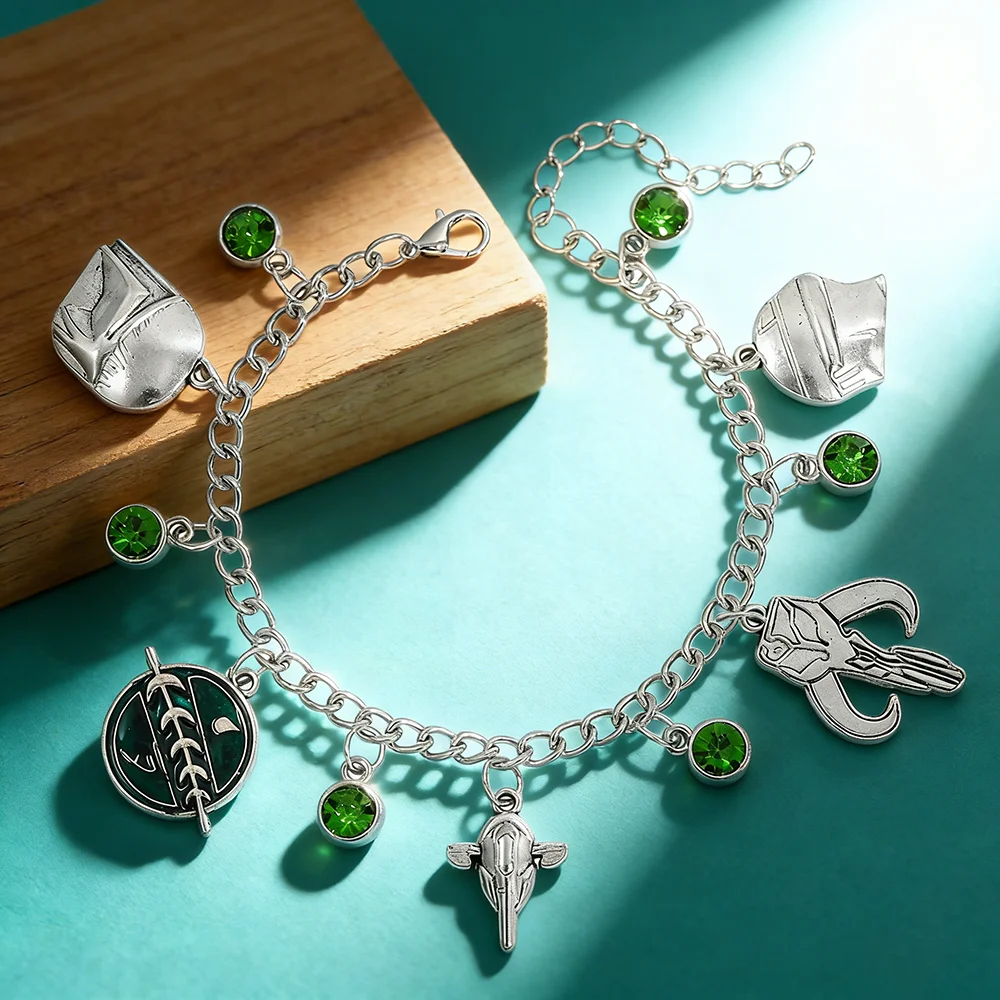 Pulsera con Dijes de Star Wars Mandalorian - Diseño de Nave Espacial, Accesorio de Joyería de Dibujos Animados para Mujer, Regalos de Cosplay