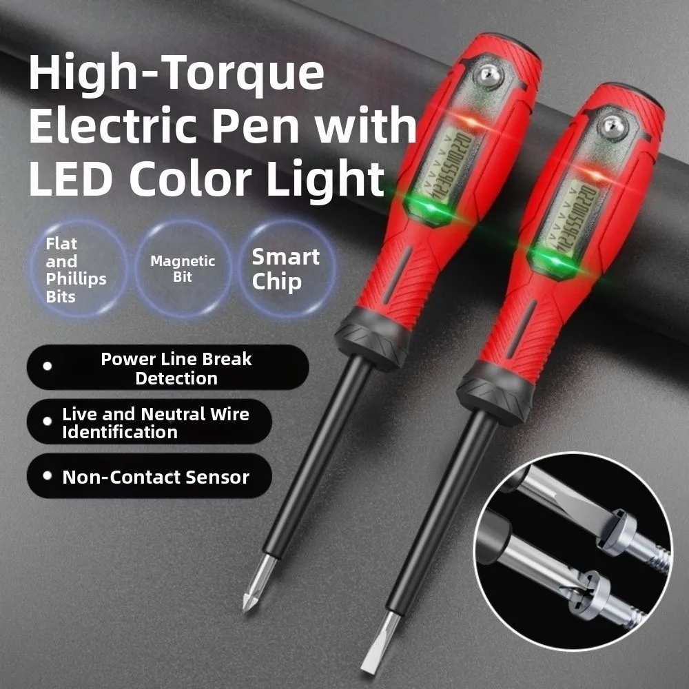 12-220V Non-Contact Screwdriver LCD Display Screen Non-contact Induction AC Voltmeter Voltage Indicator Intelligent