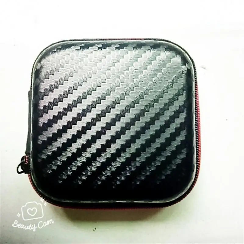 Portátil mini zíper saco de fone de ouvido quadrado duro assismico à prova de umidade saco de armazenamento caixa de fone de ouvido caso para sd