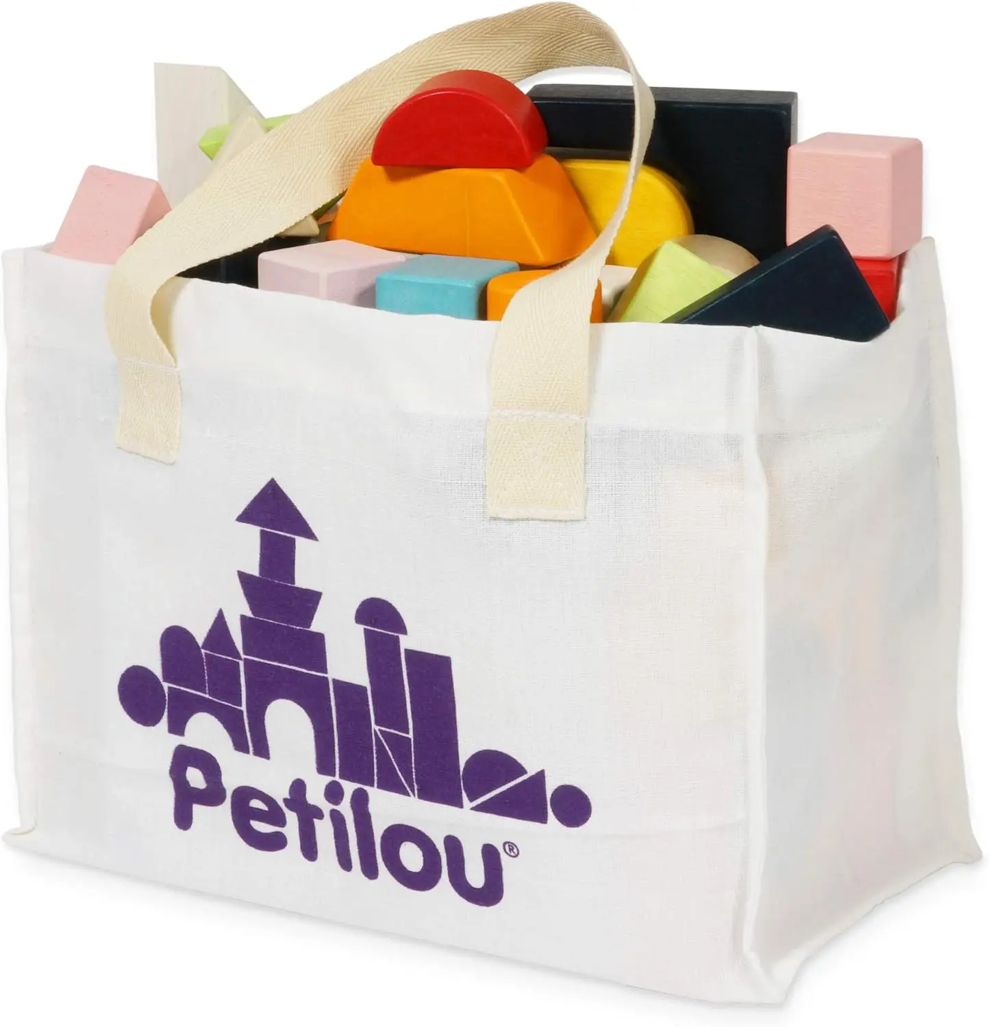 Educational Wooden Building Blocks 60 Piece Set Toy | Montessori Style Shape & Colour Development Toy - Suitable for 12 Months +