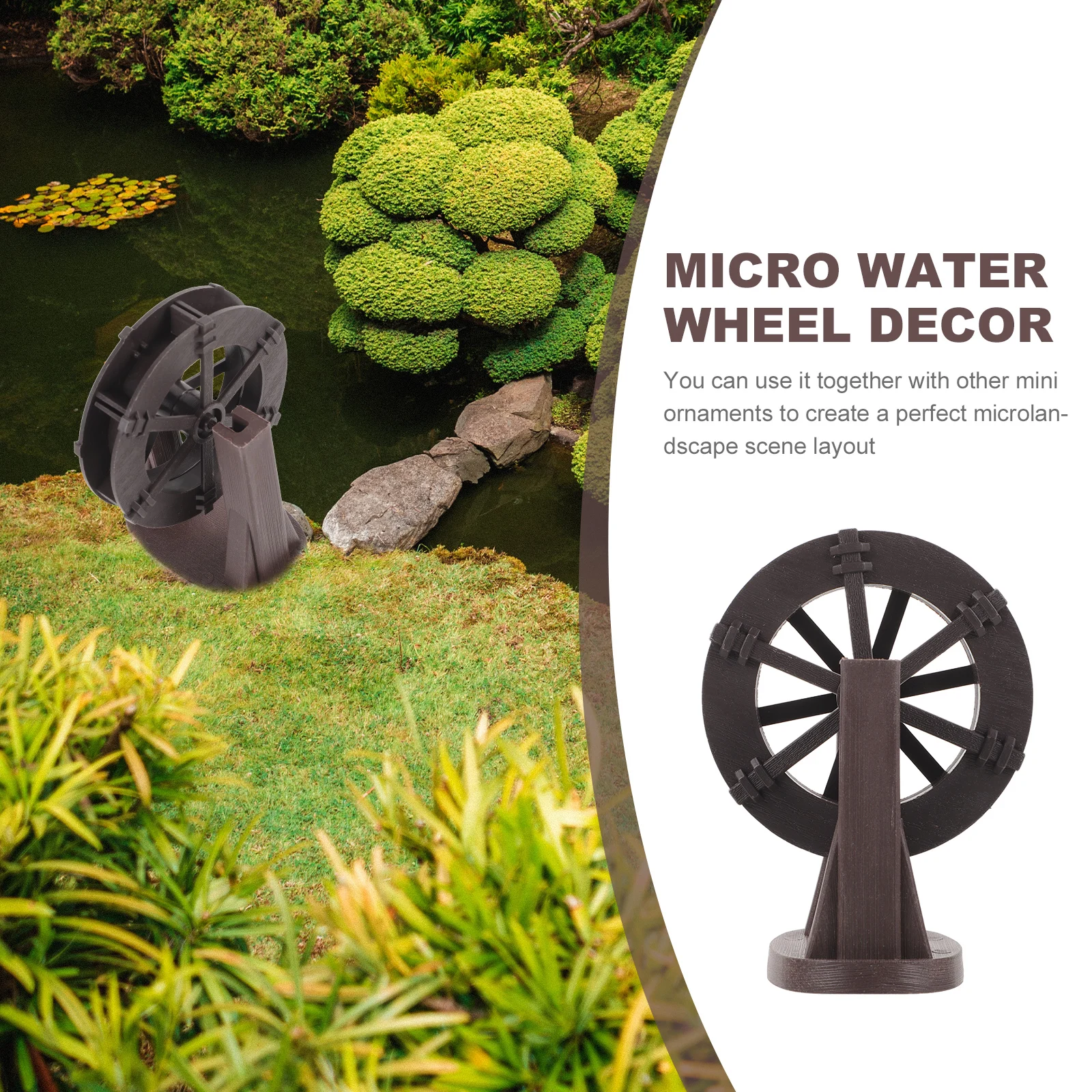 

Plastic Waterwheel Fountain Decor Mini Craft DIY Zen Garden Home Office Solar Powered Model Micro Landscape Layout Scene Running