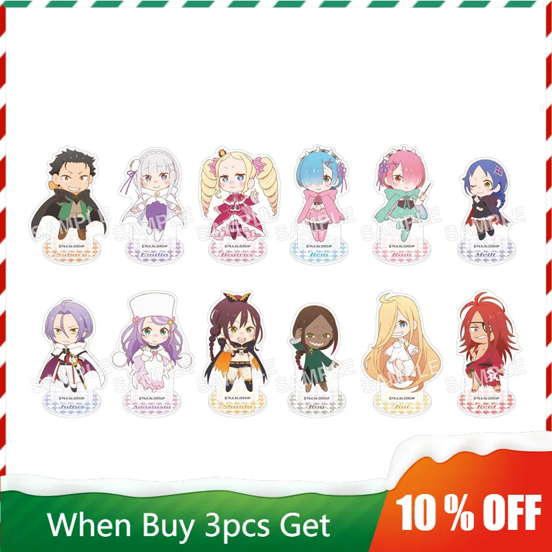 Figuras de Anime, Figura de Emilia, Soporte Acrílico, Figura de Rem, Insignia, Ram, Natsuki, Subaru, Beatrice, Decoración, Colección, Juguetes, Regalos