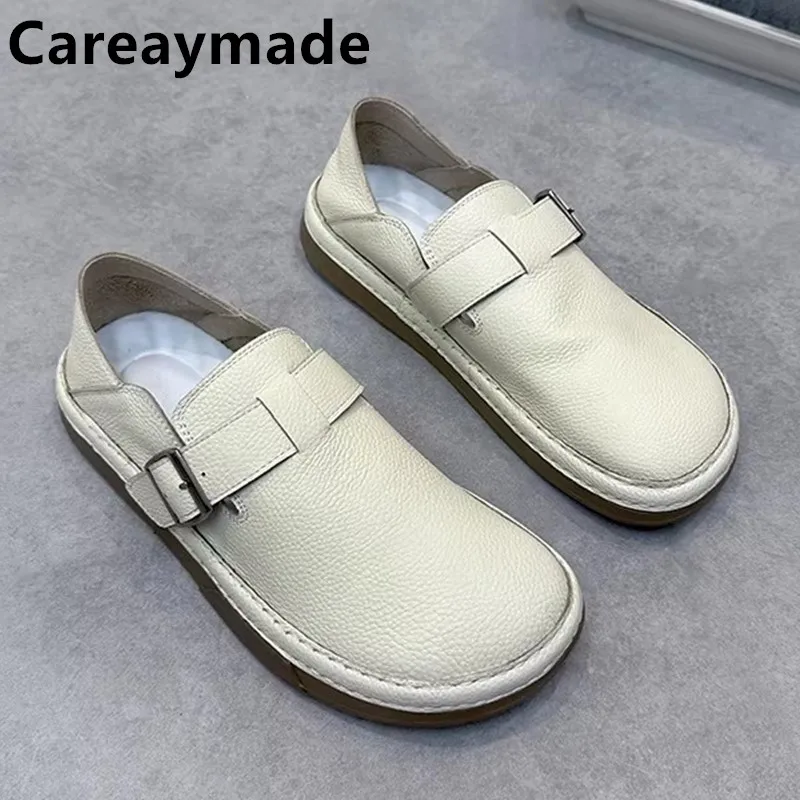 Careaymade-Genuine Leather Wide Version Men's Shoes, Slip-On Casual Shoes Breathable Shoes Fashio Thick Sole Versatile Man Shoes