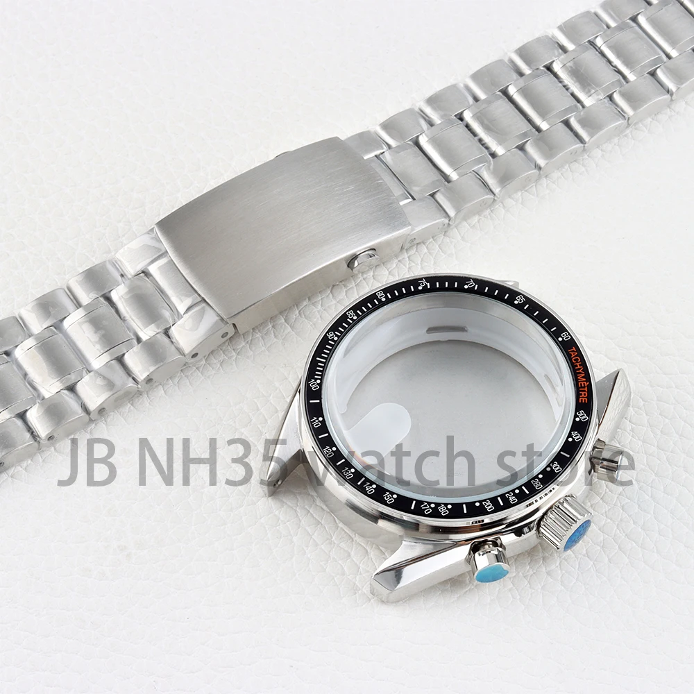 

Silver VK63 Watch Case Solid 316L Stainless Stainless 20mm Wristband for Chronograph VK63 VK64 Movement 32.5mm Dial