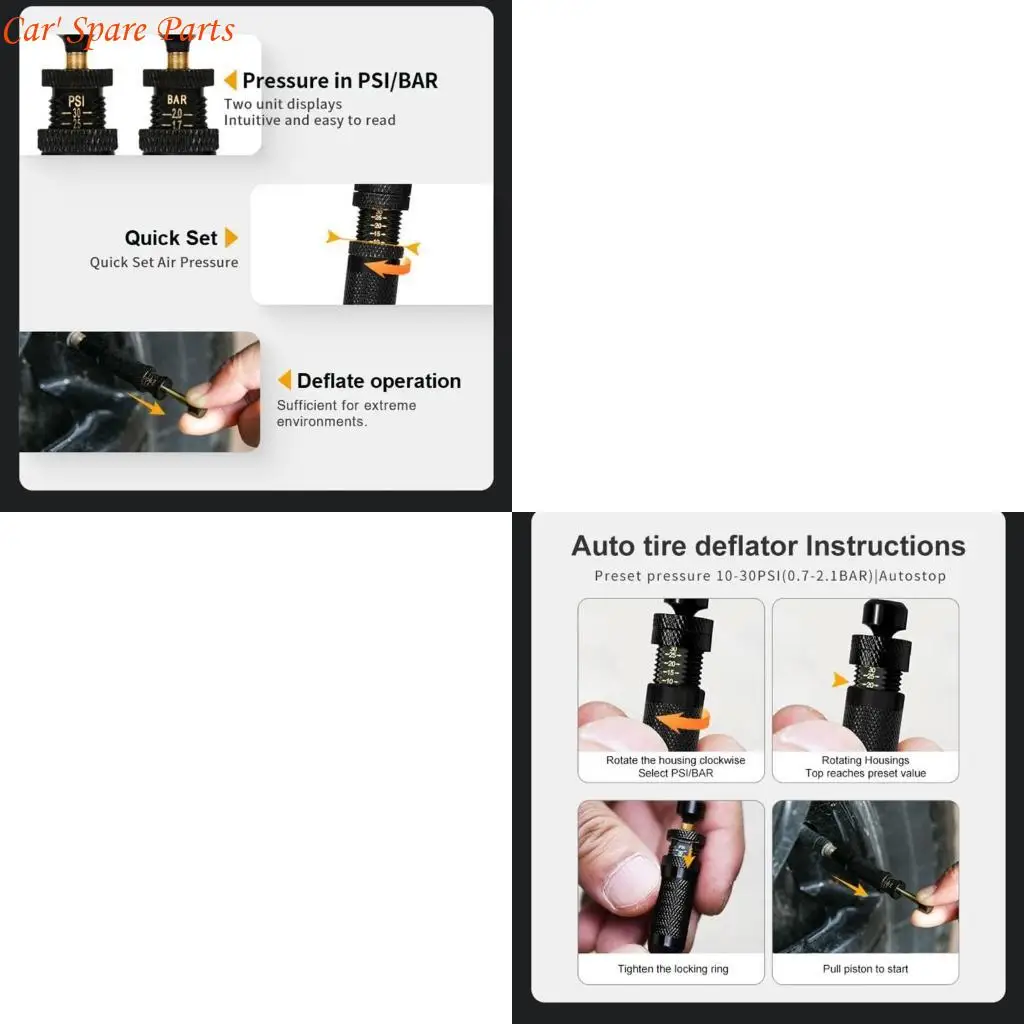 

Y4UA 4 Pack Tire Pressure Relief Valves, Tire Air Release Valves Adjustable Easily Adjustable For Offroad Vehicles Motorcycle