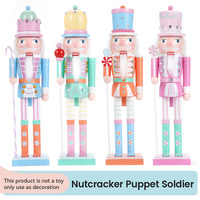 30/38CM Christmas Nutcracker Soldier Doll Xmas Gift Candycolor Puppet Figurine Ornament Wooden Toy Home New Year Decoration