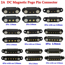 1Pair 2Pin/5Pin With Ears Waterproof Magnetic Pogo Pin Connector Pogopin Male Female 2.54mm 2.8mm Spring Loaded DC Power Socket