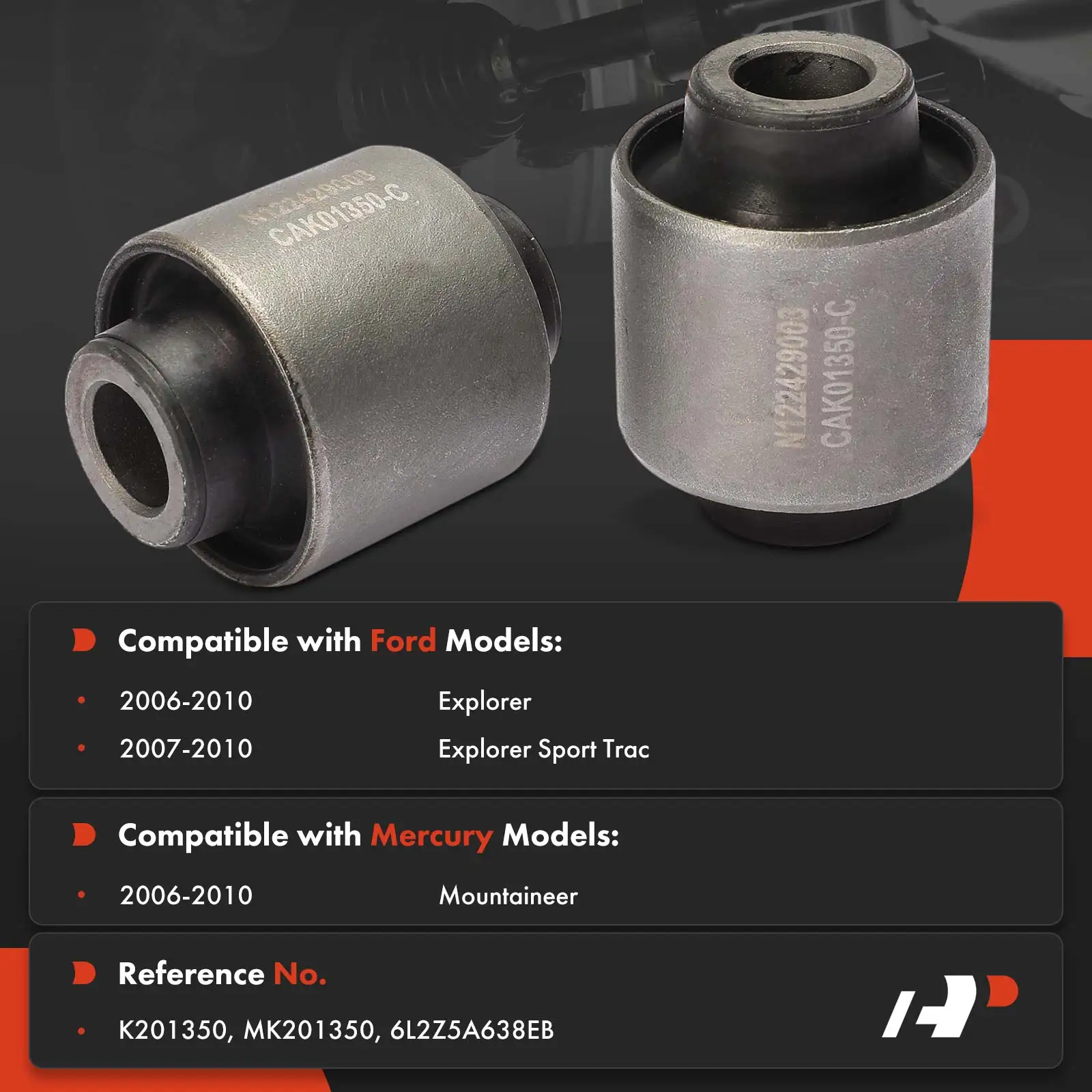 A-Premium 2x Rear Arm To Knuckle (Lower Outer) Control Arm Bushing for Ford Explorer 2006-2010 Explorer Sport Trac 2007-2010 Mercury Mountaineer 2006-2010 6L2Z5A638EB
