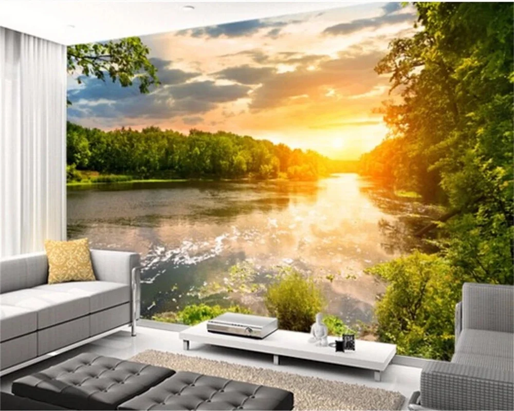 Custom Wallpaper 3d Mural Tianhe Landscape Sunset papel de parede Living Room bedroom Shanshui Sunshine TV Background Wall paper