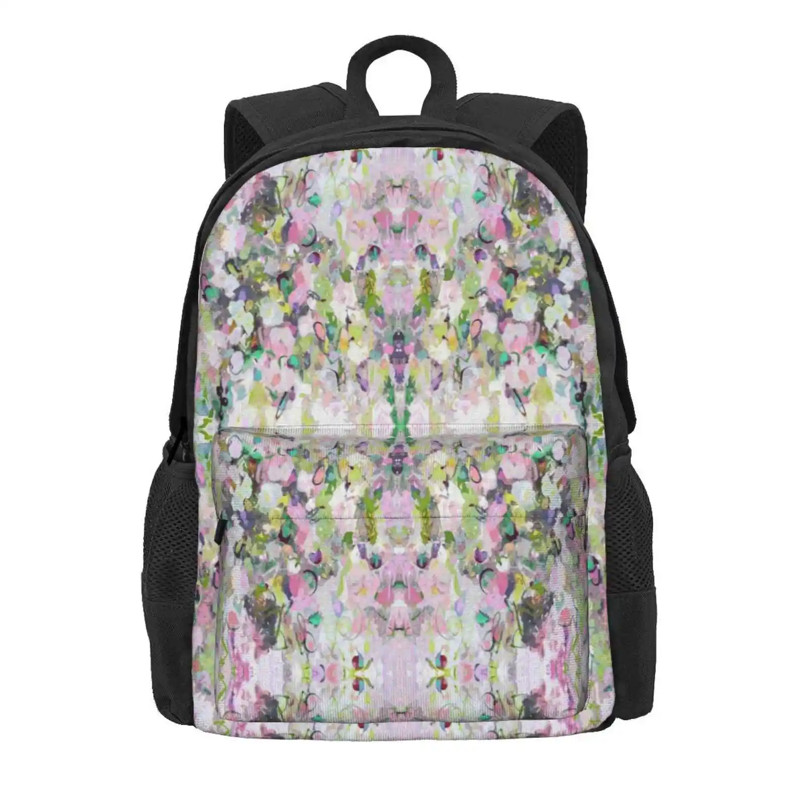 Pink And Green Abstract Art Hot Sale Backpack Fashion Bags Pink Green Art Abstract Pattern Colourful Abstract Modern Art Green