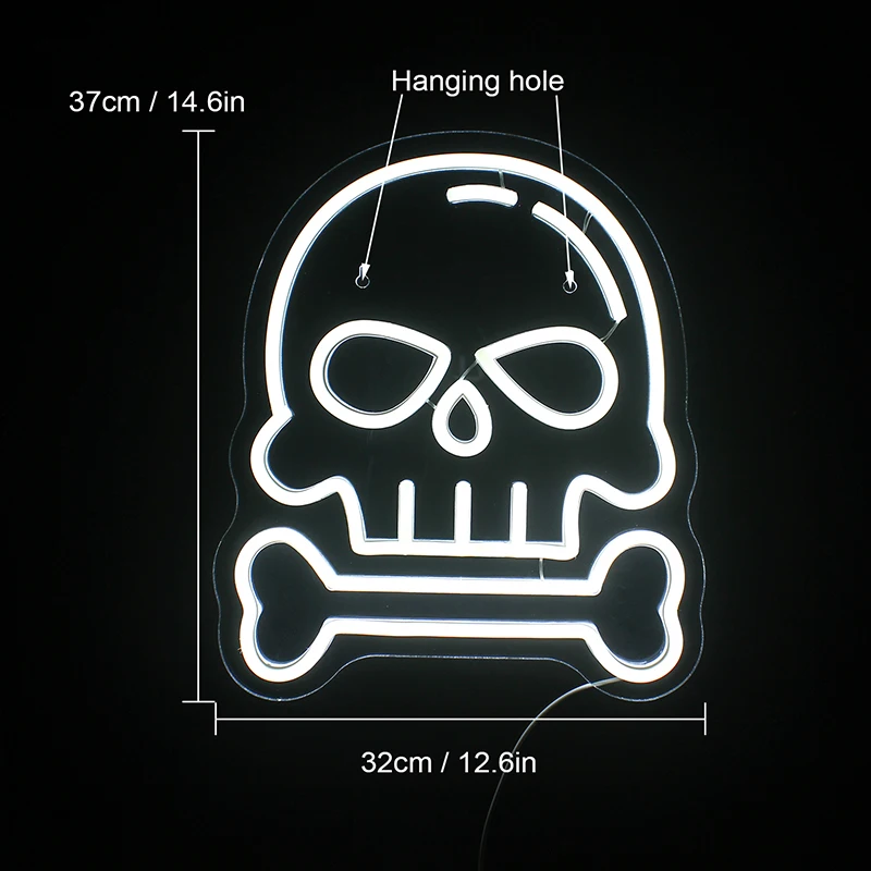 Skeleton LED Neon Sign Lights Skull Design Logo Wall Lamp For Party Bar Club Gamer Room Decor USB Powered Hanging Night Light