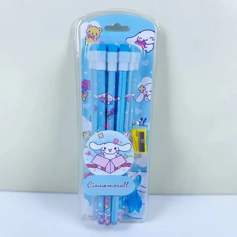 Sanrio Kuromi HB Pencils 12pcs Form One Set My Melody Cinnamoroll Stationery Box Writing Drawing HB Pencils Sketch Pens