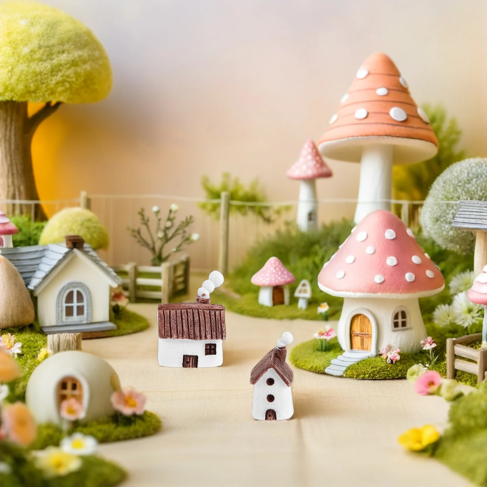 

8Pcs Mini House Micro Landscape Creative Chimney Small Vintage Outdoor Fairy Garden Micro Village Ornament