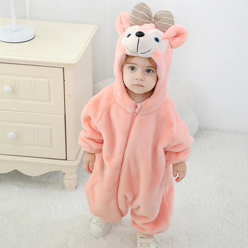 Lovely Bear Baby Girl Boy Clothes Onesie Infant Baby Romper Winter Pajamas Onesie Cosplay Costume Hooded Jumpsuits 0-3 years