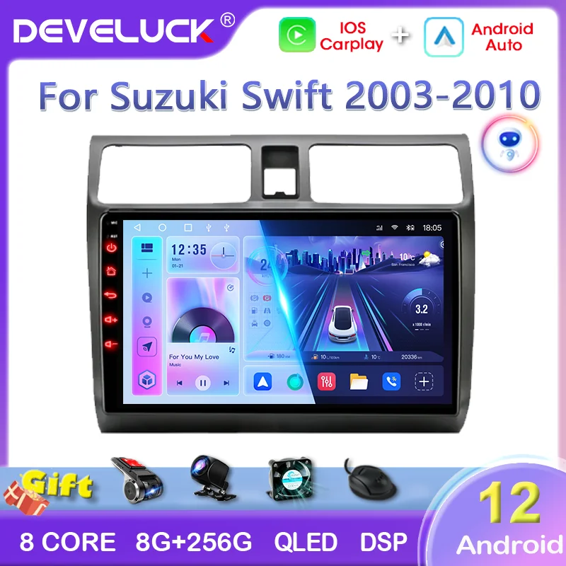 2 Din Android 12 Car Radio For Suzuki Swift 2003 - 2010 Multimedia Video Player DVD Navigation GPS RDS 4G Carplay Auto Stereo