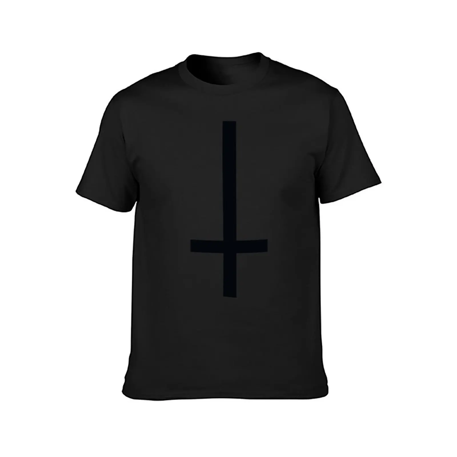 Black 90's Grunge Upside Down Antichrist Cross T-Shirt summer top tops mens clothes