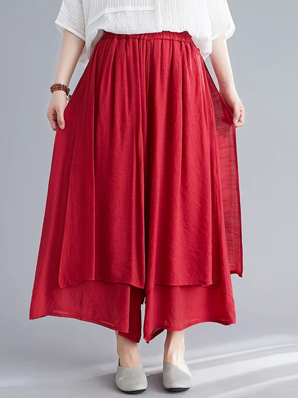 Pantaloni a gamba larga a vita alta Pantaloni casual di colore puro di arte della seta di lino di cotone della nuova estate delle donne Vintage Sle diciotto lunghezza