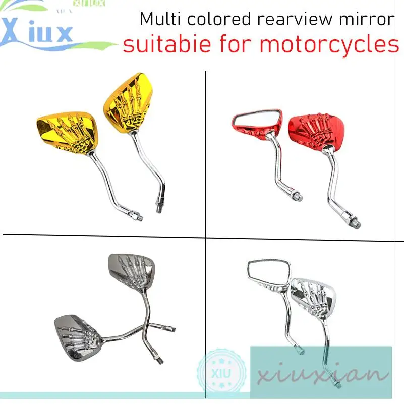 1 Pair Motorcycle Rearview Mirror Scooter ATV Skull Claw Side Mirror Rear View Black Handle Bar End Side Rearview Mirrors