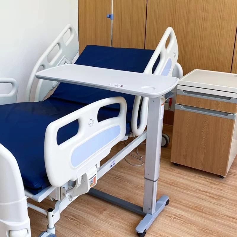 طاولة فوق السرير مع عجلات ارتفاع قابل للتعديل طاولة السرير المحمولة متعددة الوظائف للمنزل والمستشفى