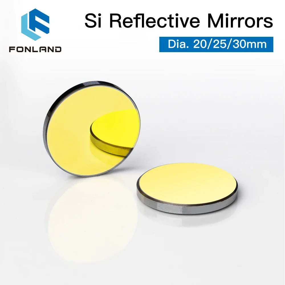 Fonland Co2 Laser Si reflective Mirrors for Laser Engraver Gold-Plated Silicon Reflector Lenses Dia. 19 20 25 30 38.1 mm