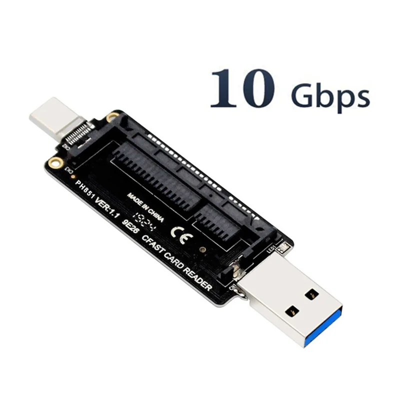 New CFast USB 3.1 Type A+C Card Reader 10Gbps Fast Card Reader Portable Aluminum CFast Memory Card Adapter