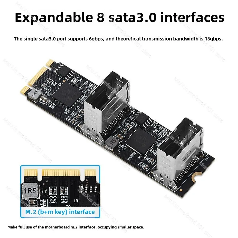 M.2 to 8-port SATA3 6G expansion card B + M Key PCIe 3.0 interface SSD