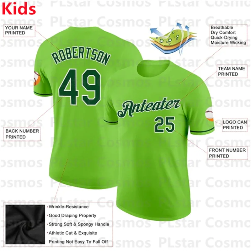 Custom Neon Green Green-White Performance T-Shirts 3D Printed Kids Football Jersey Boys Tops Girl Tees