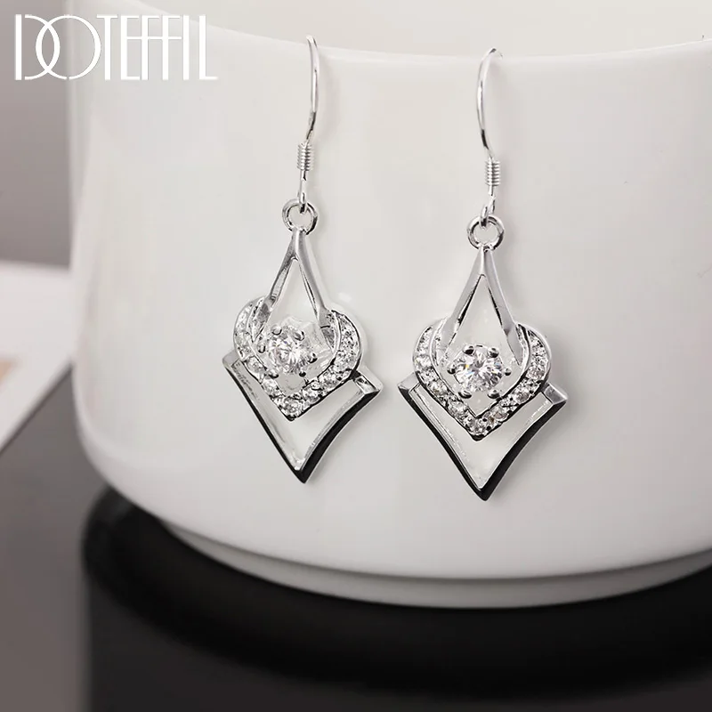 Boucles d'oreilles documents en argent pour femmes, bijoux élégants, cristal assressenti, cadeaux de fête des mères, nouveau