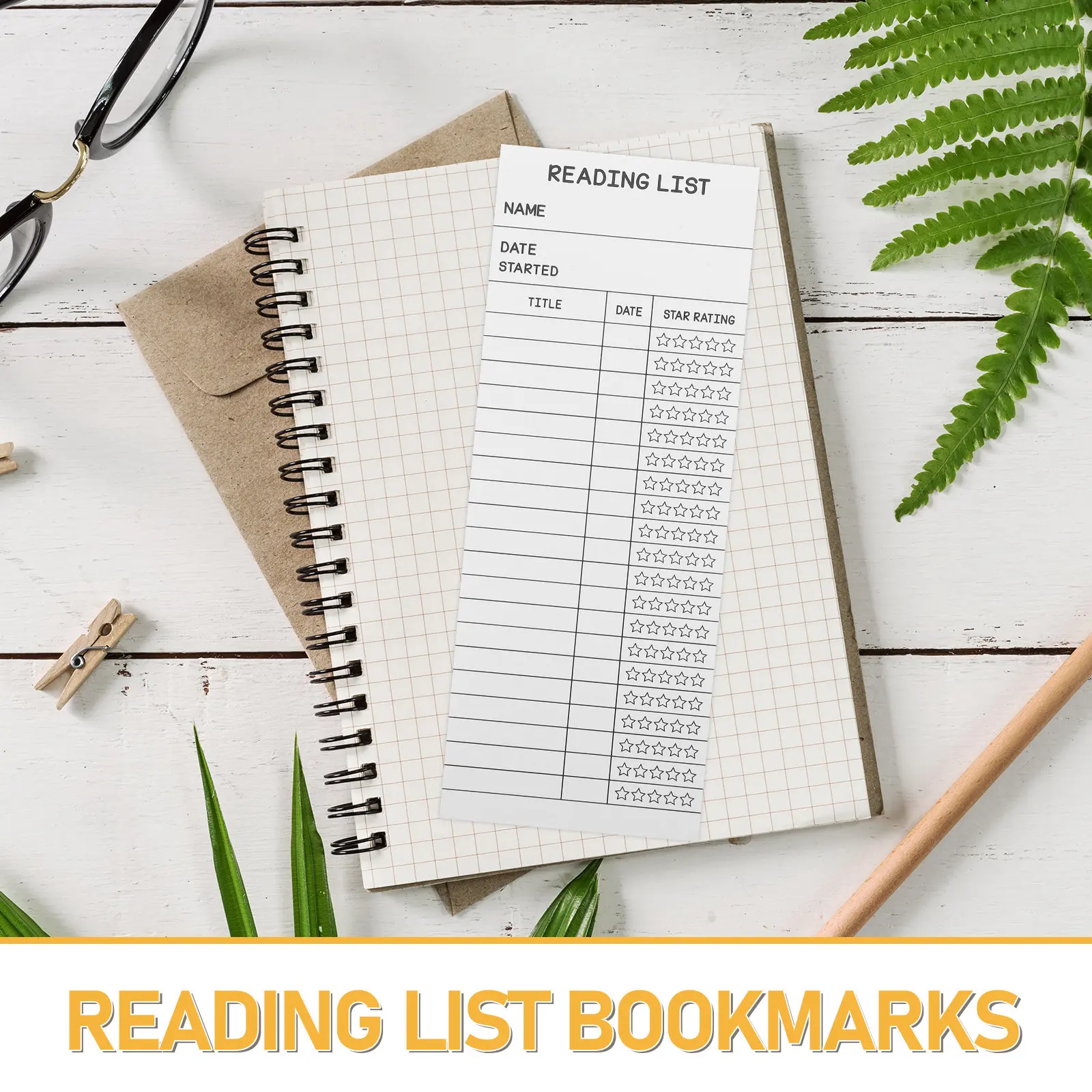 50Pcs Library Card Reading List Bookmark Blank Paper Book Log Journal Tracker for Readers Students Teachers Reading Accessories