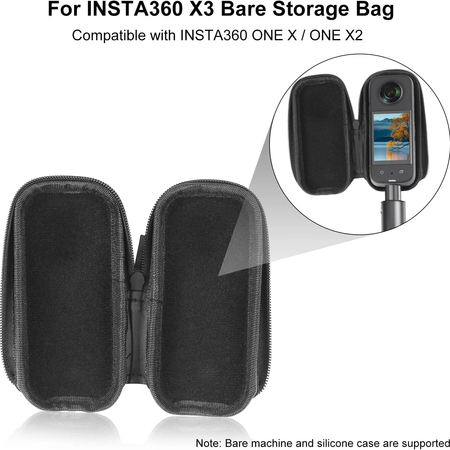 Portable Storage Bag Case for Insta360 One X2 / X3 Cameras Waterproof Protective Travel  Carrying PU Shell Box Action Camera