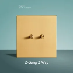 Wall Light Gold Stainless Steel Panel Toggle Switch 1-4 Gang 2 Way Vintage Momentary Switch for Living Room