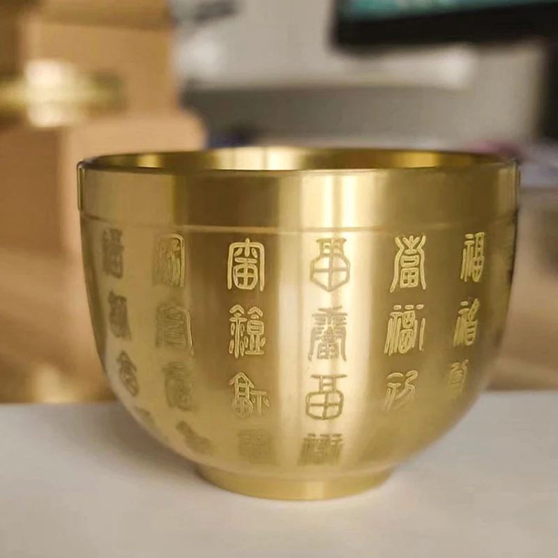 Pure Brass Baifu Cylinder Feng Shui Lucky Fortune Cornucopia Living Room Study Desktop Treasure Bowl Ornament Small Ashtray