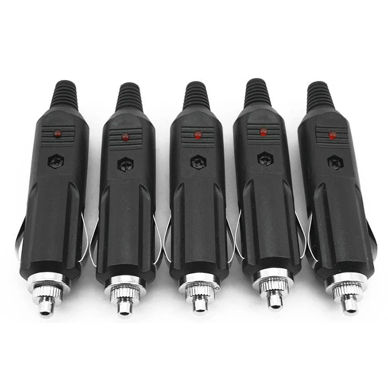 Enchufe para encendedor de cigarrillos de coche, 5 piezas, 12V a 24V, fusibles 5A con indicador LED, adaptador de cargador de corriente, conector