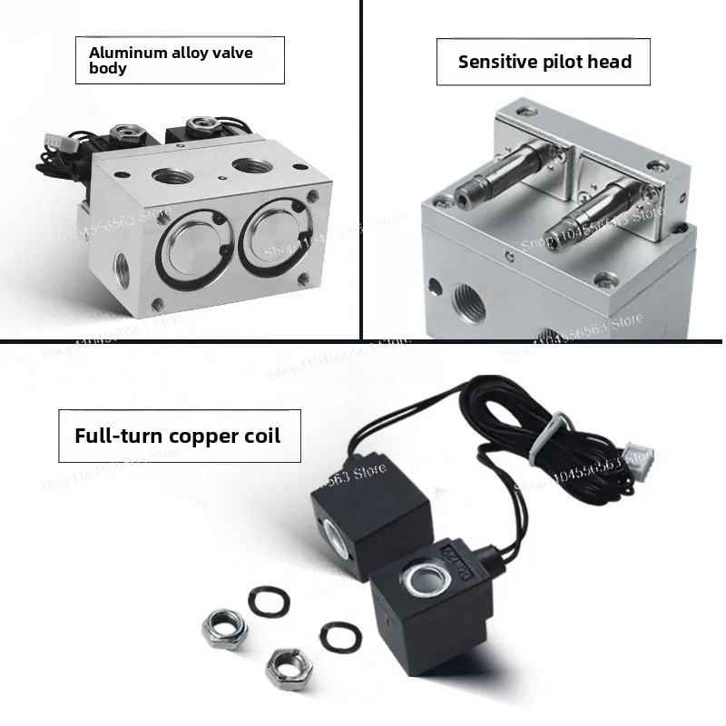 Diaphragm 2 Position 4 Way Solenoid Valve, Pneumatic Component for Oxygen Concentrator, Compatible with 3L 5L 10L Models