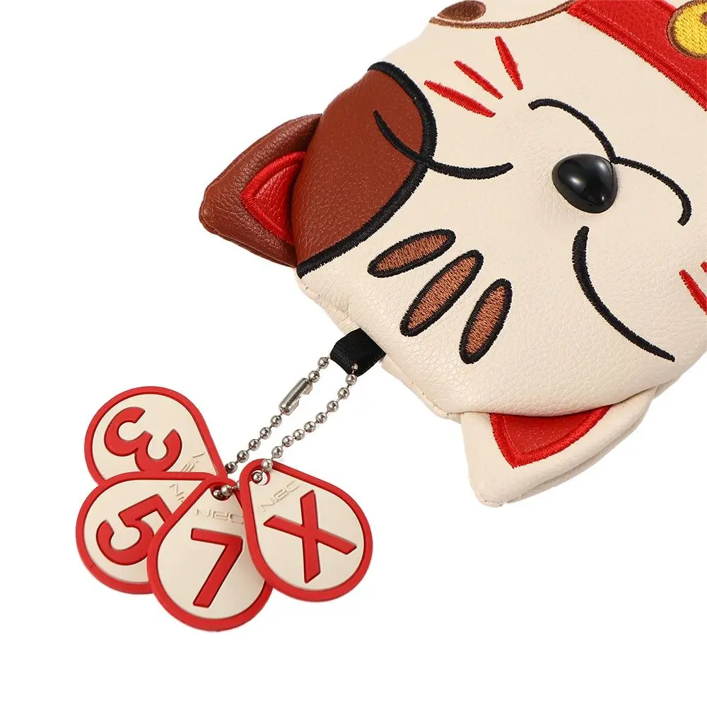 Club Head Protector PU Leather Hybrid Wood Head Cover Golf Putter Cover Blade Mallet Putter Lucky Cat Golf Club Headcovers