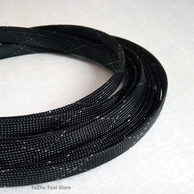 

12mm Black & Transparent PET Sleeves Tight Braided Expandable Cable Wire Snakeskin Sleeving Cord Protector