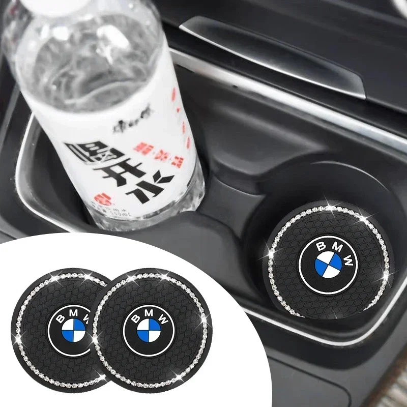 1/2pcs Non-slip Car Water Cup Pad Diamond Bottle Holder Coaster For bmw e46 e39 e90 e60 e30 f10 f11 f20 f30 g20 g30 x1 x3 x5 z4