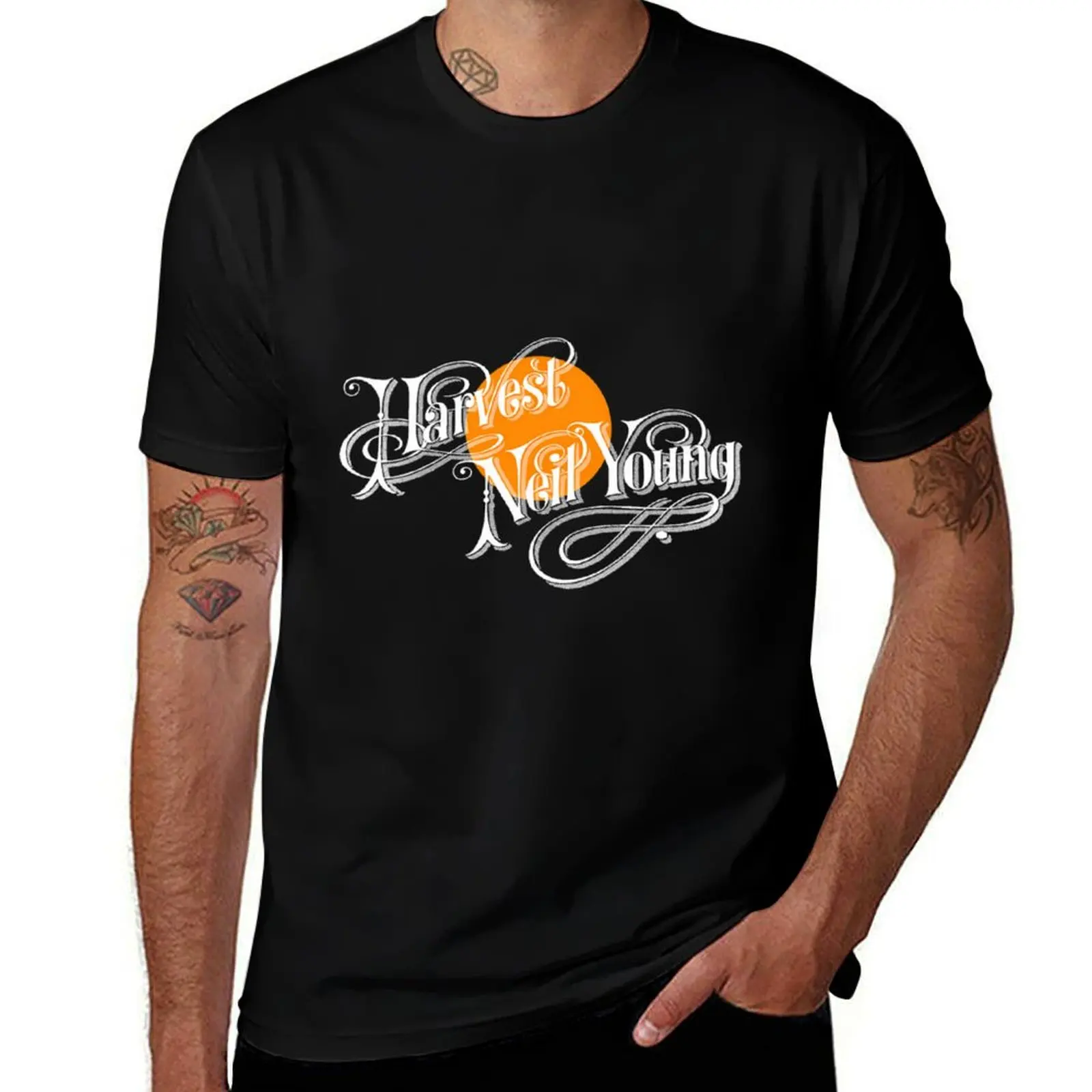 Camiseta Neil Young Harvest dos anos 90, camiseta básica de algodão plus size