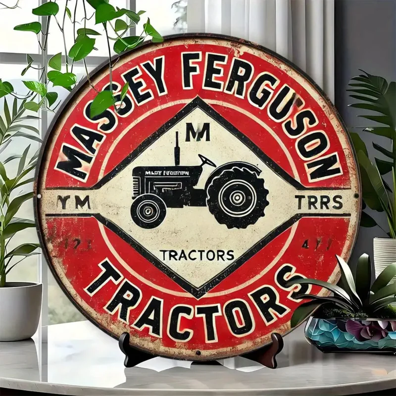 Vintage American Farming Culture Massey Ferguson Classic Tractor 2D Flat High Definition Metal Wall Art Sign Rustic Embossed Iro
