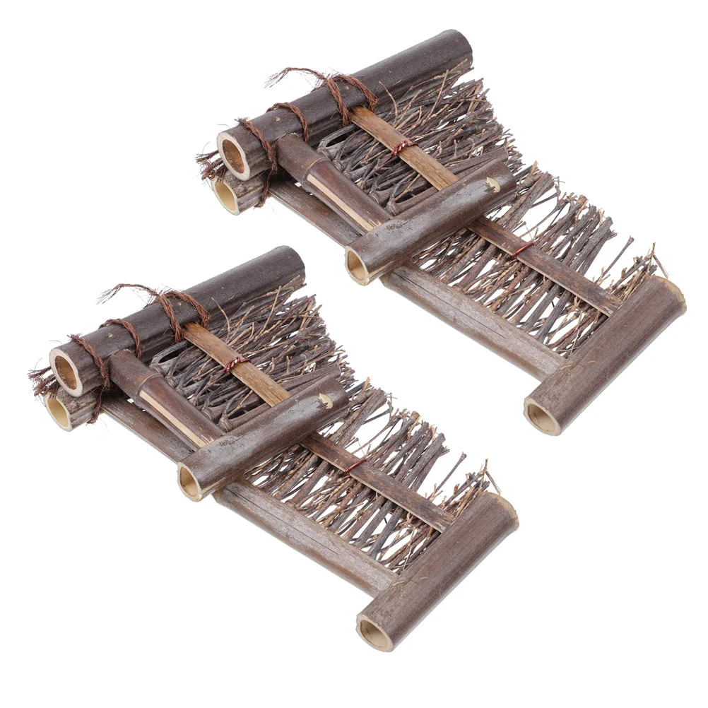 

2 Pcs Bamboo Fence Screen Photo Prop DIY Garden Decor Mini The Home Decorations Model Village Accessories Decorative