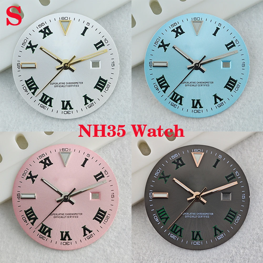

S logo NH05 dial 24.5mm blue luminous women's watch dial, suitable for NH05 movement blue luminous watch accessory repair tool
