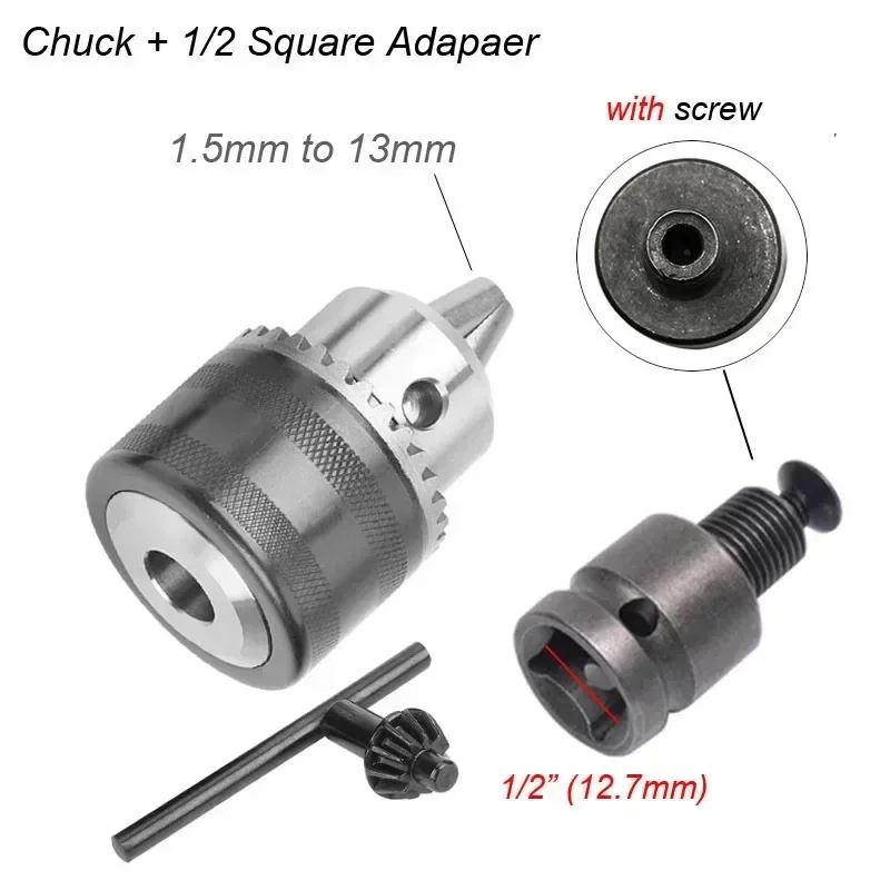 1.5-13mm Converter 1/2 20UNF Key Drill Chuck Thread Quick Change Adapter SDS 1/4 Impact Driver Wrench Bit Connecting Rod Hex