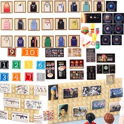 City Figures Accessries Building Block Printed Parts Famouse Pinting Menu Hamburg Cola Mini Bricks Toy For Kids Gift