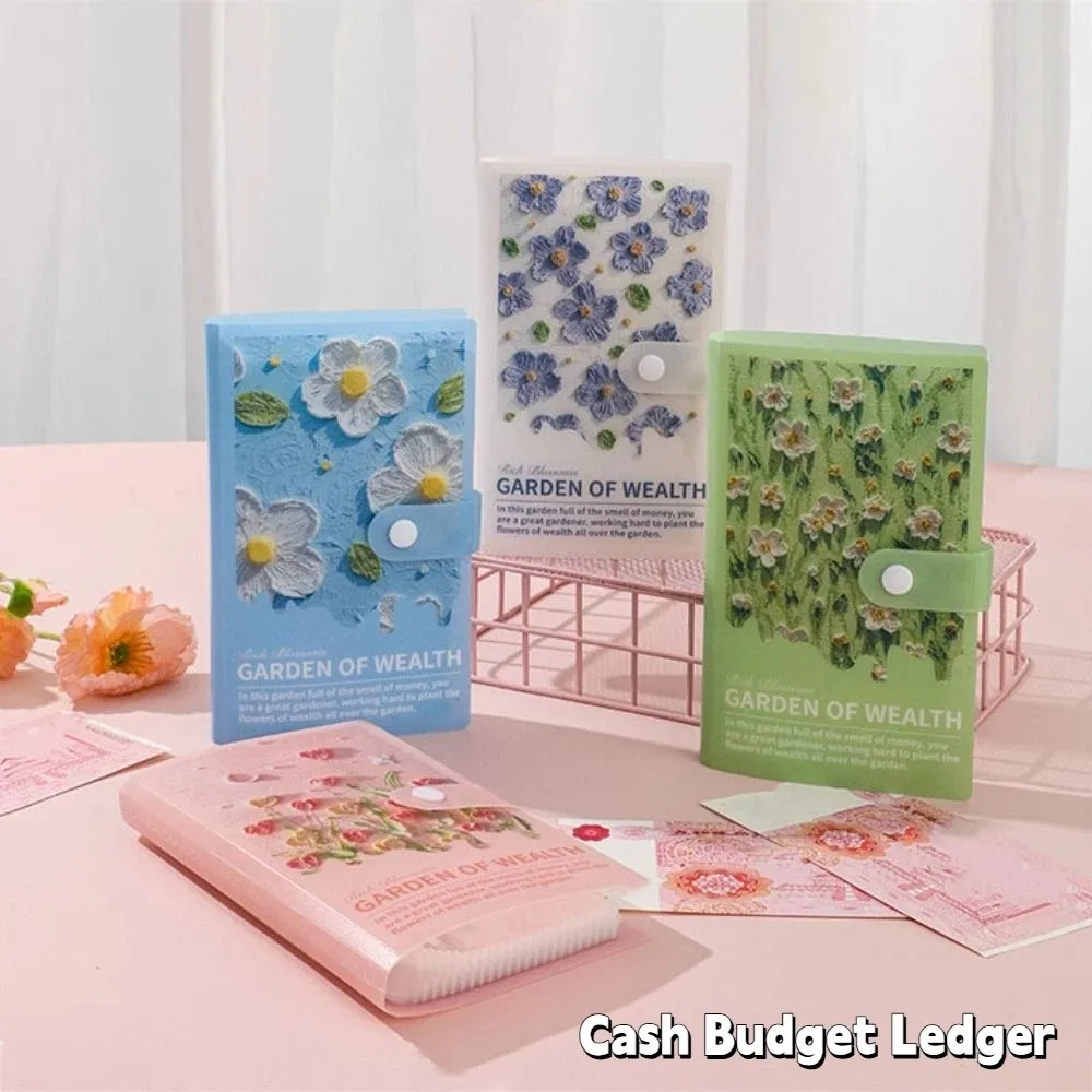 Flower Printed Button Notebook for Money Anti-splash Water Diary Notepad Cash Budget Ledger Savings Handbook Cash Envelopes